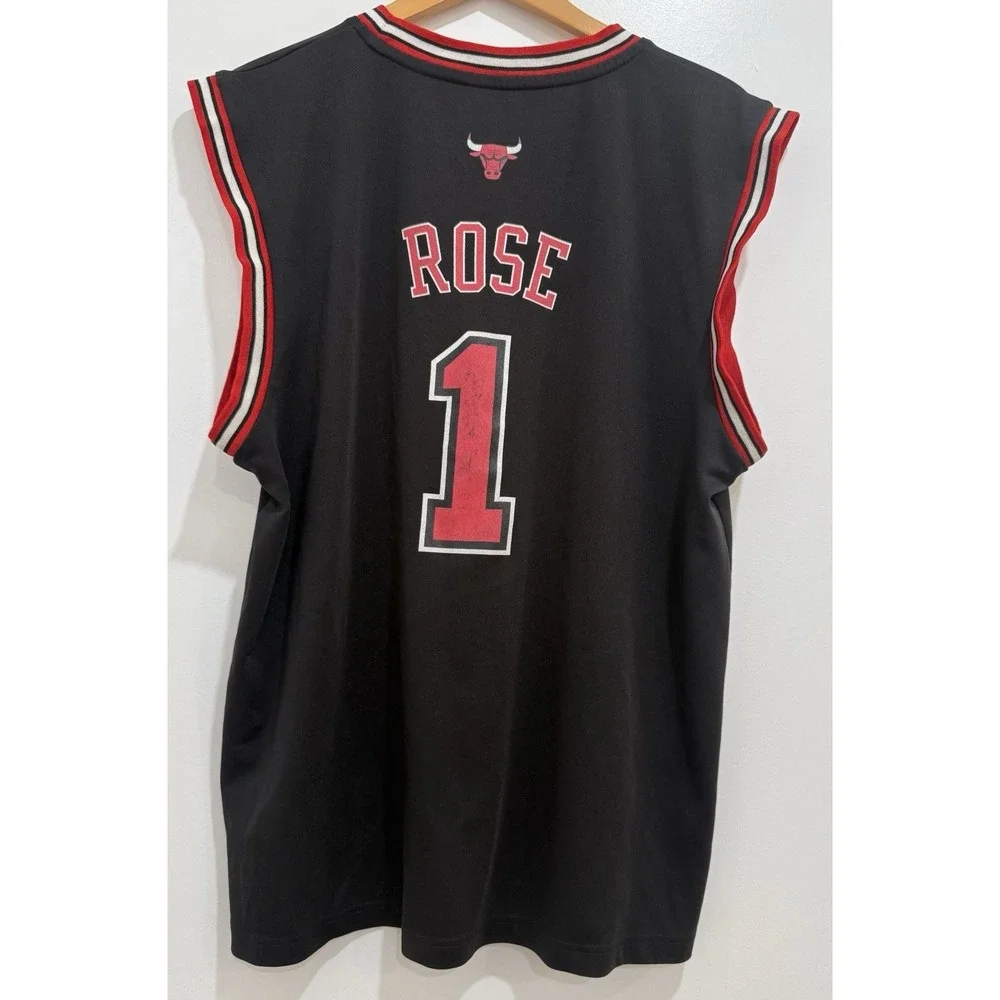 Vintage Adidas Chicago Bulls Derrick Rose‎ NBA Black Mens Jersey Shirt Size L